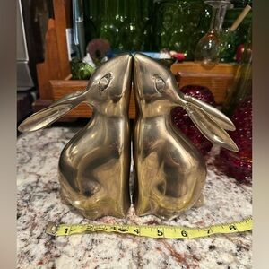 Solid Brass Bunny Bookends